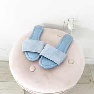 J. Crew Blue Leather & Suede Slide Sandals Size 9.5